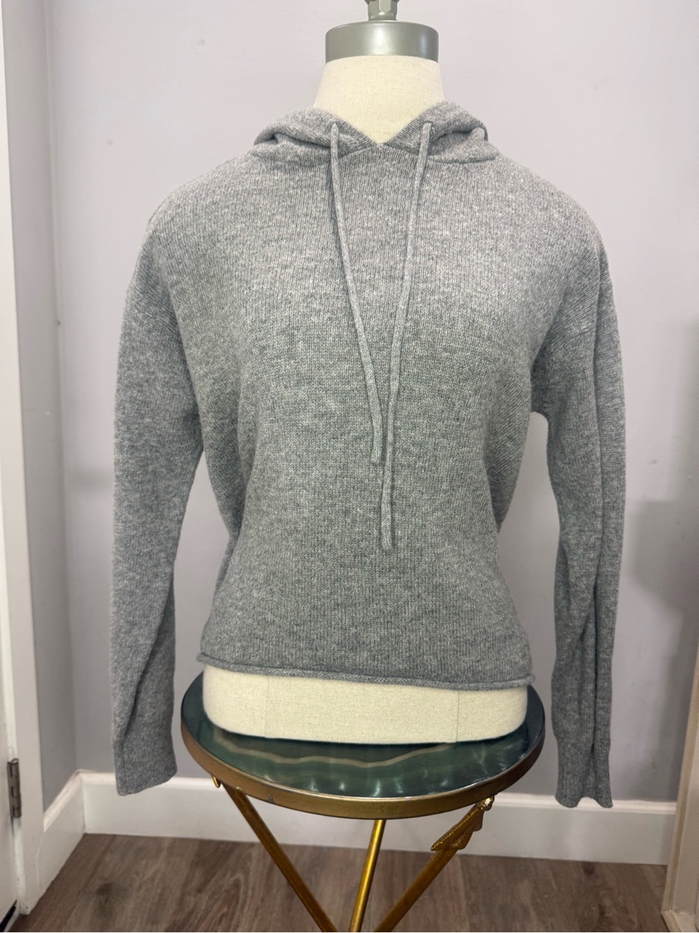Brandy Melville Light Gray Knit Hooded Sweater